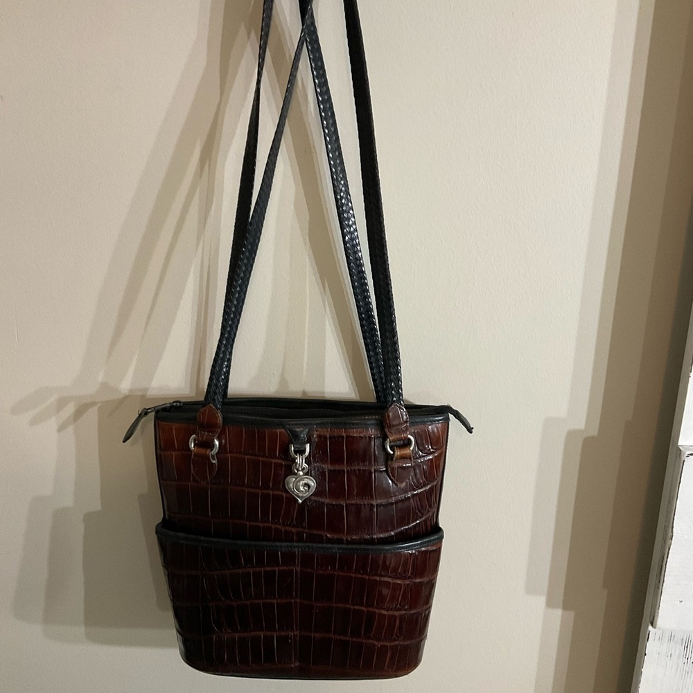 Brighton Brown Crocodile Bucket Shoulder Bag